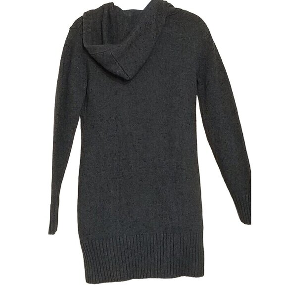 Hoodie Sweater Womens M Lamb Blend Long Sleeve Slub Cable Knit Charcoal - Picture 4 of 14